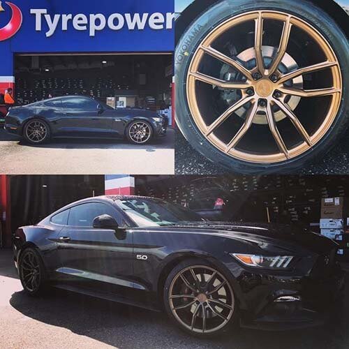 Ford Mustang GT fitted with 20 inch Staggered Highland Bronze Koya SF11 