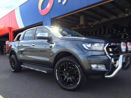Ford Ranger fitted with 20 inch Satin Black SSW Cliff 