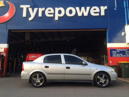 Holden Astra fitted with 17 inch Machine Face Gunmetal OX 188 