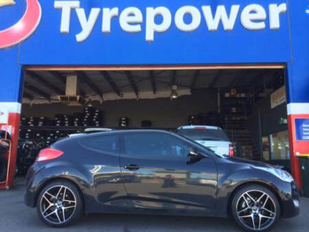 Hyundai Veloster fitted with 18 inch Machine Face Gloss Black OX Oxani 