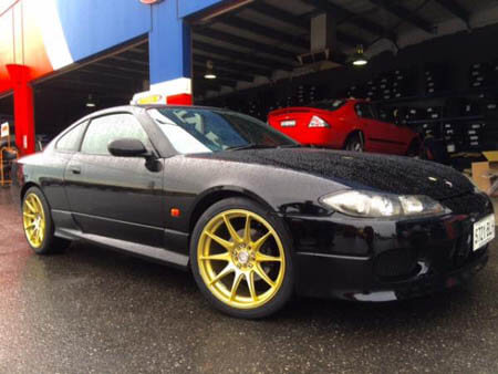 Nissan S13 Silvia fitted with 18 inch Gold Hussla 027 