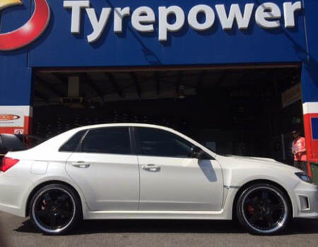 Subaru WRX fitted with 20 inch FR1 Simmons 