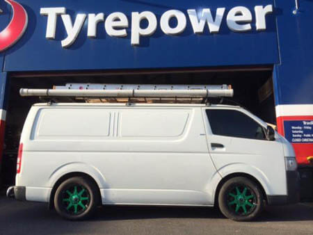 Toyota Hiace fitted with 17 inch hyper green Koya XJ 1 BE 