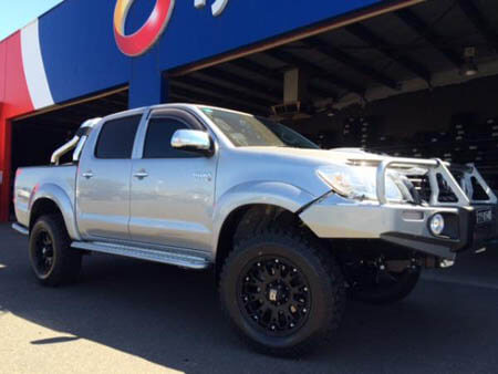 Toyota Hilux SR5 fitted with 18x9 Satin Black KMC Misfit 
