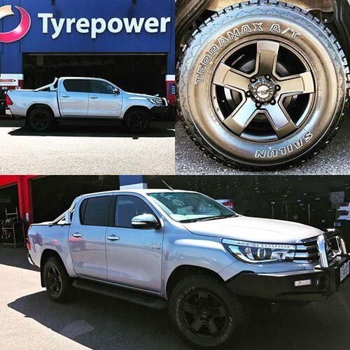 Toyota Hilux fitted with 17x8 Satin Black PDW Exile 