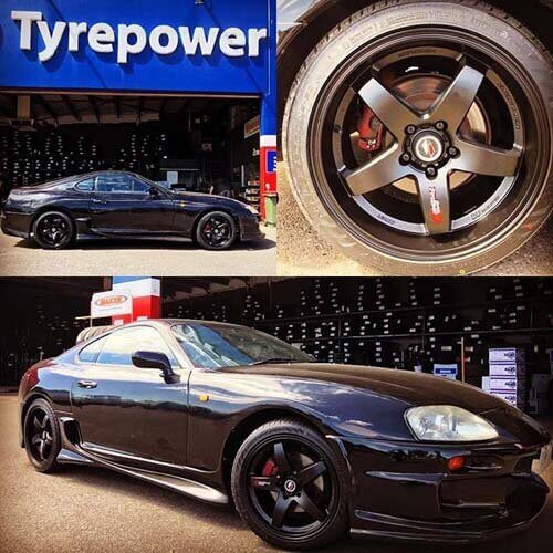 Toyota Supra fitted with 18 inch Staggered Satin Black Lenso D1R 