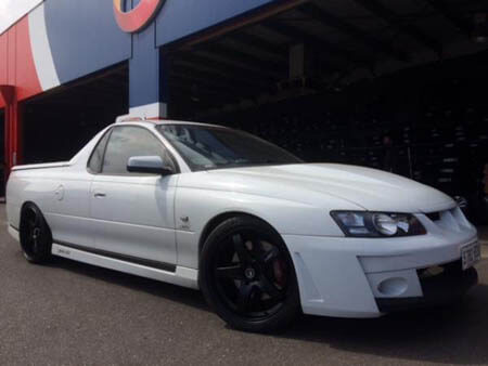 VZ Maloo fitted with 20 inch Staggreed Satin Black Lenso D1R 