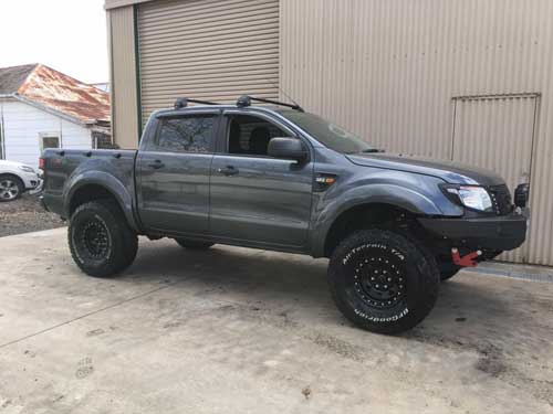 Clean Ranger in for 3.5" Bilstein Struts in the front to level it up after it recently had a lift kit fitted elsewhere. Supplied by customer were 35" BFGs so we fitted them up also 