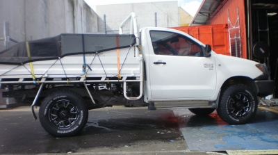 Working Toyota Hilux dressing up a bit with King Wheels and Mickey Thompson STZ Tyres 